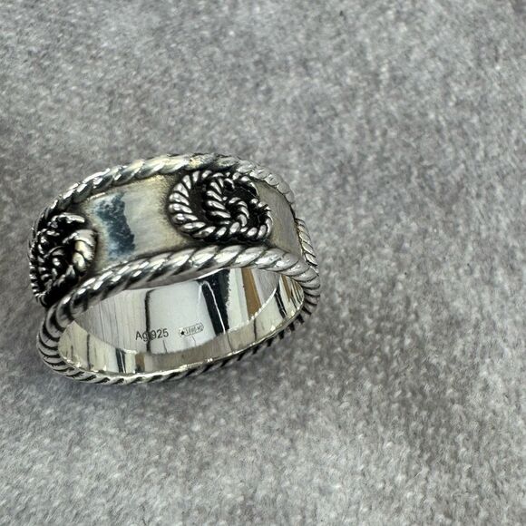 Gucci Marmont Wide 925 Silver Ring 
 Rope Detailing - Picture 9 of 13